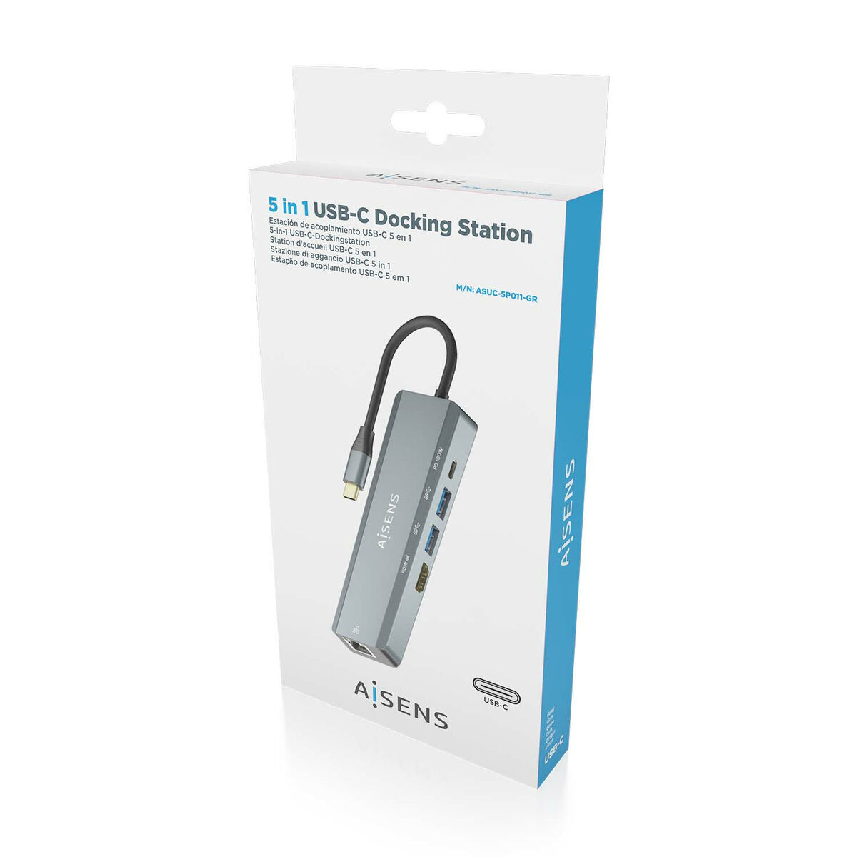 USB Hub Aisens ASUC-5P011-GR Grå